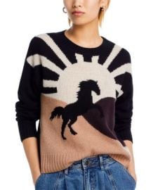 AQUA Horse Intarsia Crewneck Cashmere Sweater - Exclusive Bloomingdales at Bloomingdales