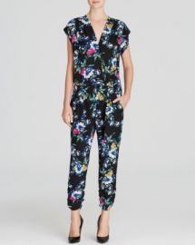 AQUA Jumpsuit - Night Floral Cap Sleeve Crossover Neck at Bloomingdales