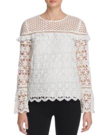 AQUA Lace Long Sleeve Top at Bloomingdales