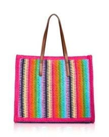 AQUA Large Multicolor Raffia Tote Bag - Exclusive Bloomingdales at Bloomingdales