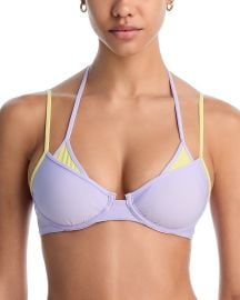 AQUA Layered Look Bikini Top Women's XS Lavender Yellow Spaghetti Straps at eBay