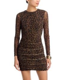 AQUA Leopard Long Sleeve Mesh Dress - Exclusive Bloomingdales at Bloomingdales