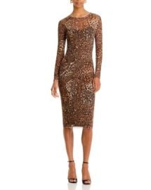 AQUA Leopard Print Mesh Midi Dress - Exclusive Bloomingdales at Bloomingdales