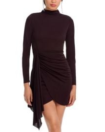AQUA Long Sleeve Jersey Mock Neck Wrap Skirt Dress - Exclusive Bloomingdale39s at Bloomingdales