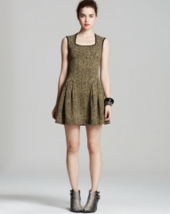 AQUA Metallic Abstract Knit Dress at Bloomingdales