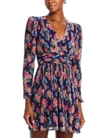 AQUA Metallic Long Sleeve Floral Print Dress - Exclusive Bloomingdales at Bloomingdales