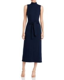 AQUA Mock Neck Tie Waist Ribbed Dress - 100 Exclusive Bloomingdales at Bloomingdales