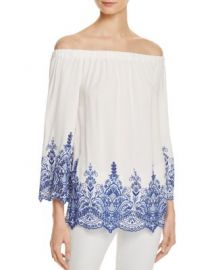 AQUA Off-the-Shoulder Eyelet Top - 100  Exclusive at Bloomingdales