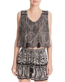 AQUA Paisley Button Front Tank at Bloomingdales