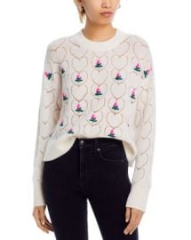 AQUA Pointelle Embroidered Crewneck Sweater - Exclusive Bloomingdales at Bloomingdales