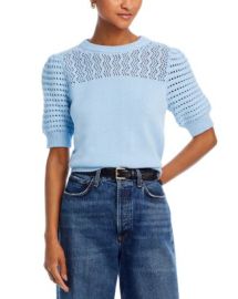 AQUA Pointelle Knit Puff Sleeve Sweater- 100 Exclusive Bloomingdales at Bloomingdales