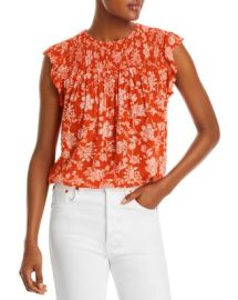 AQUA Printed Flutter Sleeve Top - 100 Exclusive Bloomingdales at Bloomingdales