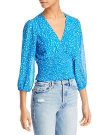 AQUA Printed Smocked Top - 100 Exclusive   Bloomingdales at Bloomingdales