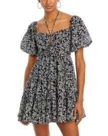 AQUA Puff Sleeve Babydoll Mini Dress - Exclusive Bloomingdales at Bloomingdales