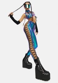 AQUA ROWDY ROOM LACE-UP PANTS at Dolls Kill