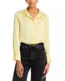 AQUA Satin Button Front Blouse - 100 Exclusive Bloomingdales at Bloomingdales