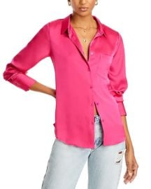 AQUA Satin Button Front Blouse - Exclusive Bloomingdales at Bloomingdales