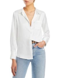 AQUA Satin Button Front Blouse - Exclusive Bloomingdales at Bloomingdales