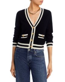 AQUA Stripe Trim Novelty Button Cashmere Cardigan - 100 Exclusive Bloomingdales at Bloomingdales