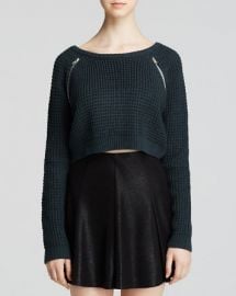 AQUA Sweater - Scoop Neck Zip Detail Crop at Bloomingdales