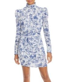 AQUA Toile Puff Sleeve Turtleneck Cocktail Dress - 100 Exclusive Bloomingdales at Bloomingdales