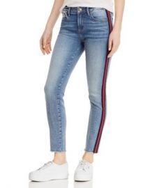 AQUA Track Stripe Frayed Skinny Jeans in Navy Red - 100  Exclusive  Women - Bloomingdale s at Bloomingdales