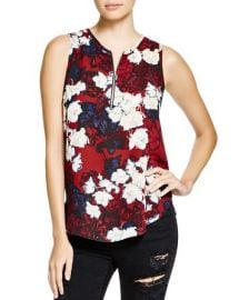 AQUA Trinity Floral Zip Sleeveless Top at Bloomingdales