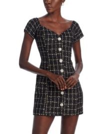 AQUA Tweed Crystal Button Mini Dress - Exclusive Bloomingdales at Bloomingdales