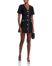 AQUA Tweed Lace Trim Short Sleeve Dress - Exclusive Bloomingdales at Bloomingdales
