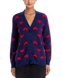 AQUA V Neck Heart Design Cardigan Sweater - Exclusive Bloomingdales at Bloomingdales