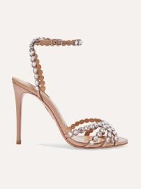 AQUAZZURA Tequila 105 crystal-embellished leather sandals at Net a Porter