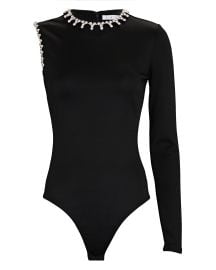 AREA Asymmetric Crystal Bodysuit at Intermix