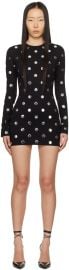 AREA Black Polka Dot Long Sleeve Minidress SSENSE at ssense