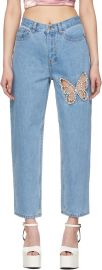 AREA Blue Butterfly Jeans at ssense