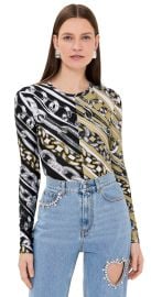AREA Chain Printed Bodysuit Multi (Black/Beige/White) L at Shopbop