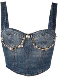 AREA Claw Cup crystal-embellished Denim Bustier - Farfetch at Farfetch