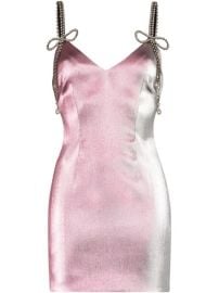 AREA Crystal Bow Metallic Mini Dress - at Farfetch