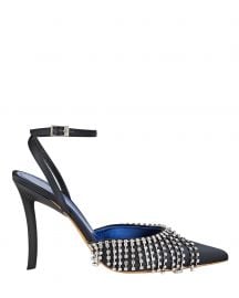 AREA Crystal Embellished Satin Pumps at Intermix