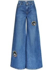 AREA Crystal Eyelet wide-leg Jeans Blue at Farfetch