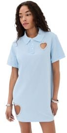 AREA Crystal Heart Cutout Polo Dress Baby Blue L at Shopbop