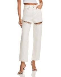 AREA Crystal Slit Jeans in White Bloomingdale39s at Bloomingdales