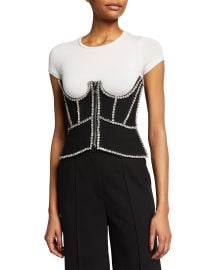 AREA Crystal-Stitched Cutout Corset at Neiman Marcus