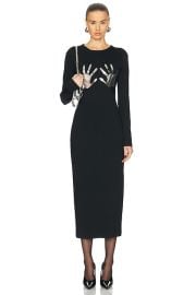 AREA Handprint Long Sleeve Midi Dress in Black FWRD at FWRD