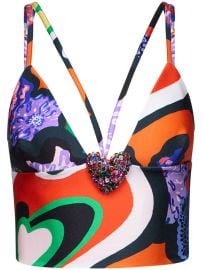 AREA Heart-motif Printed Bustier Top Orange at Farfetch
