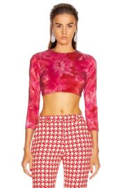 AREA Long Sleeve Cropped Top in Ruby  White  FWRD at Forward