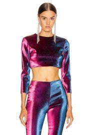 AREA Long Sleeve Cropped Top in Ultraviolet   FWRD at Forward