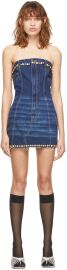 AREA Navy Crystal Dome Mini Dress at ssense