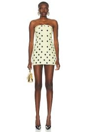 AREA Polka Dot Strapless Mini Dress in Cream Yellow FWRD at FWRD