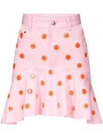 AREA Polka dot-print ruffle-hem Skirt Pink at Farfetch