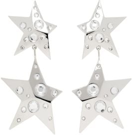 AREA Silver Crystal Star Drop Earrings SSENSE at ssense